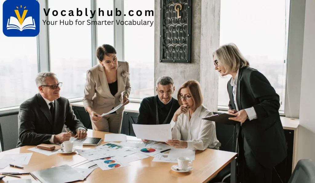 A group of people working closely together on a task.