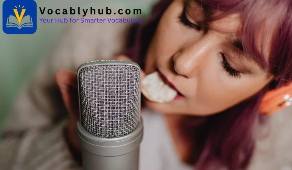 Making a hissing sound, especially with air on 's' or 'sh' sounds.