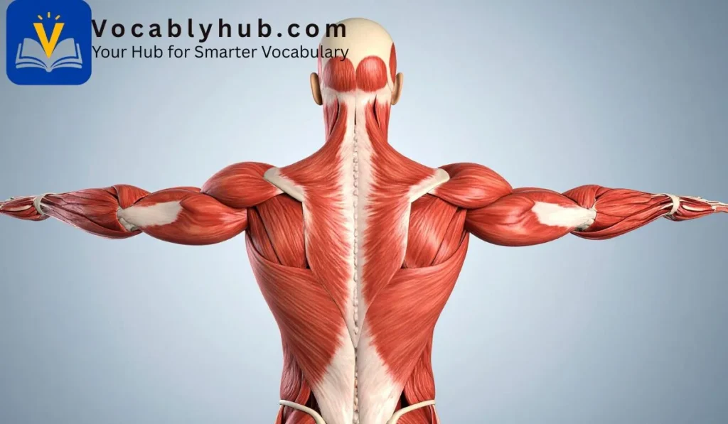 The soft substance of a human or animal body consisting of muscle and fat.