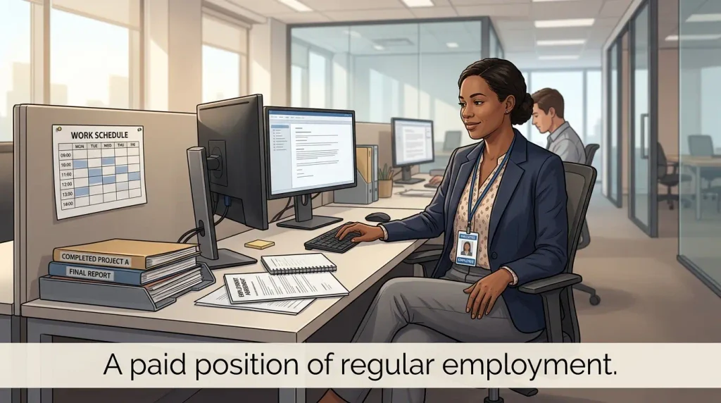  A paid position of regular employment.