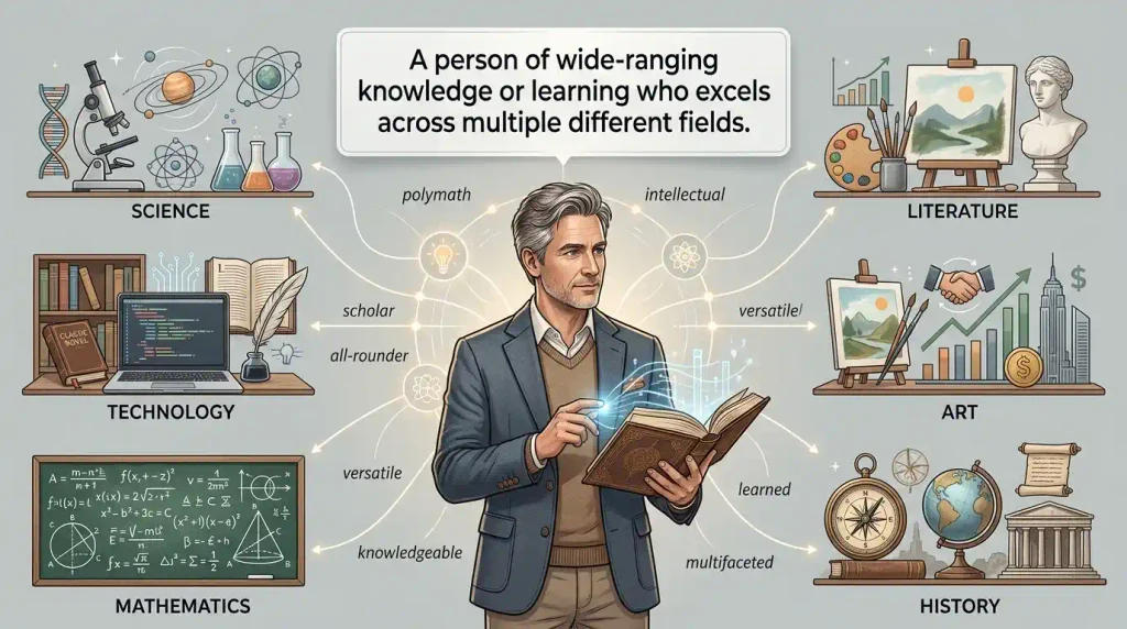 A person of wide-ranging knowledge or learning who excels across multiple different fields.