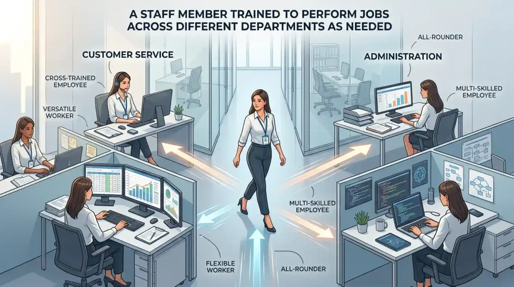A staff member trained to perform jobs across different departments as needed.