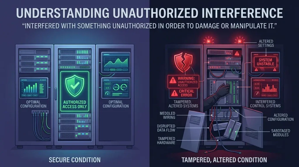 Interfered with something unauthorized in order to damage or manipulate it.