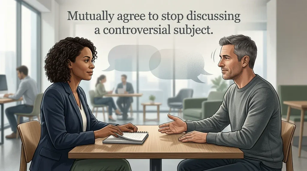Mutually agree to stop discussing a controversial subject. 