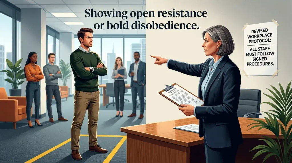 Showing open resistance or bold disobedience.