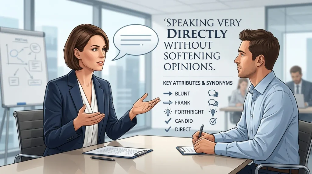 Speaking very directly without softening opinions.