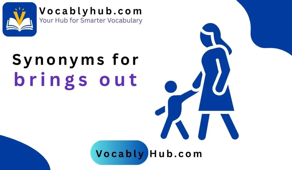 synonym for brings out