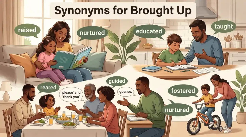 Synonym for Brought Up