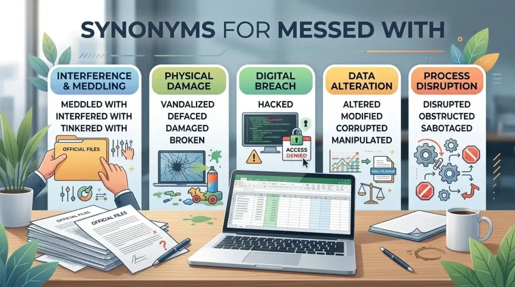 synonyms for messed with