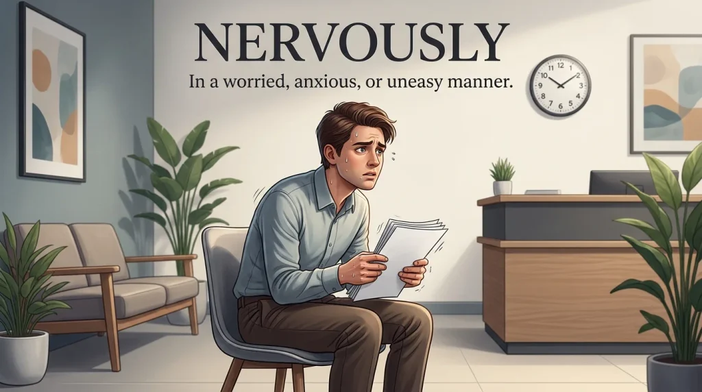 Synonyms for Nervously