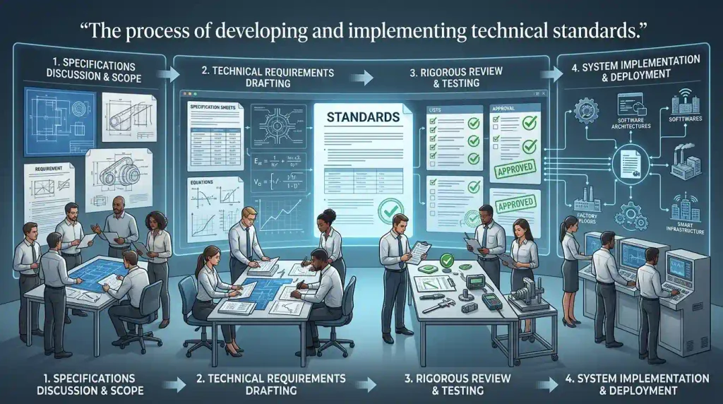 The process of developing and implementing technical standards.