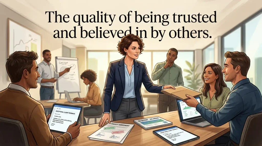 The quality of being trusted and believed in by others.