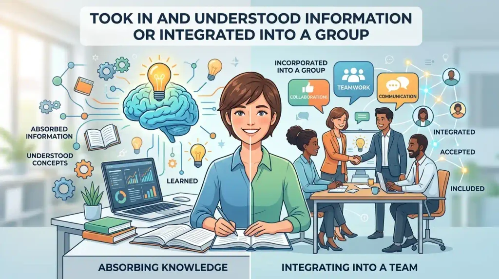 Took in and understood information or integrated into a group.
