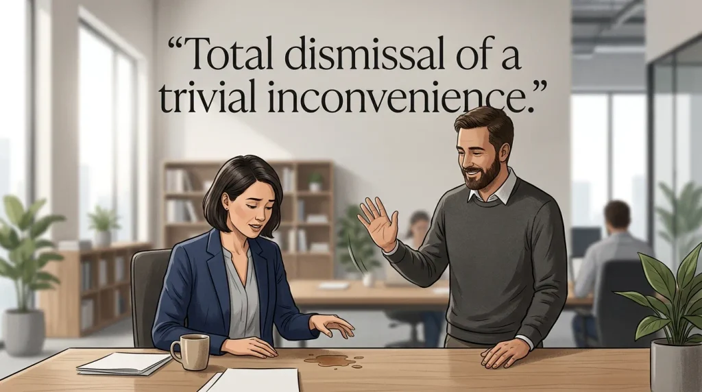 Total dismissal of a trivial inconvenience. 