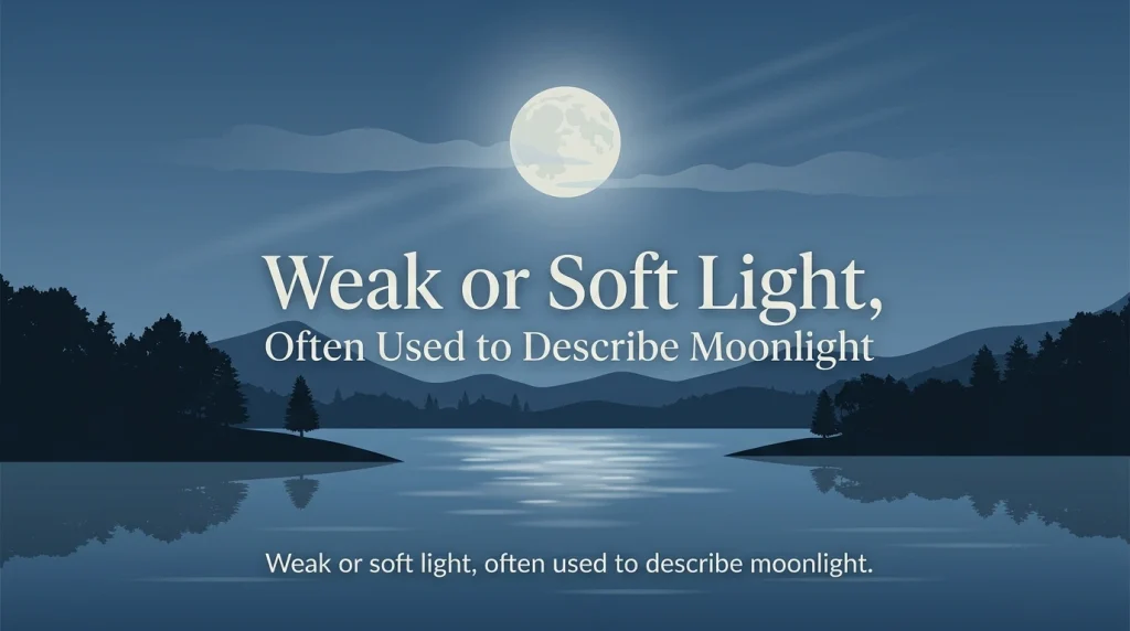 Weak or soft light, often used to describe moonlight.