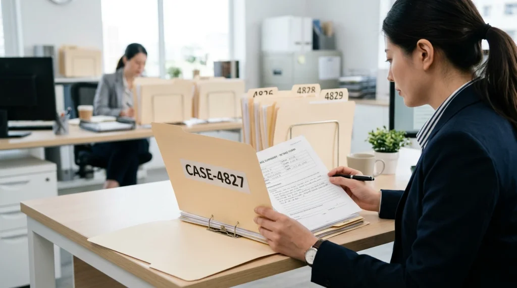 A case number is a unique number assigned to a particular case for identification and tracking.