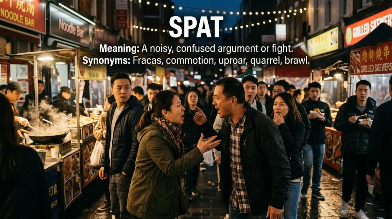 A fracas is a noisy, confused argument or fight.