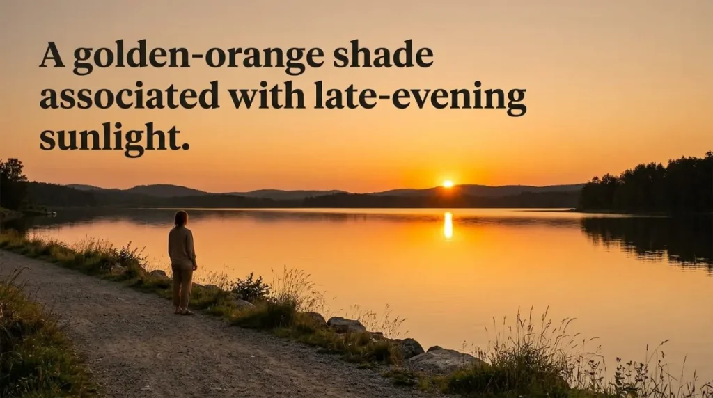 A golden-orange shade associated with late-evening sunlight.