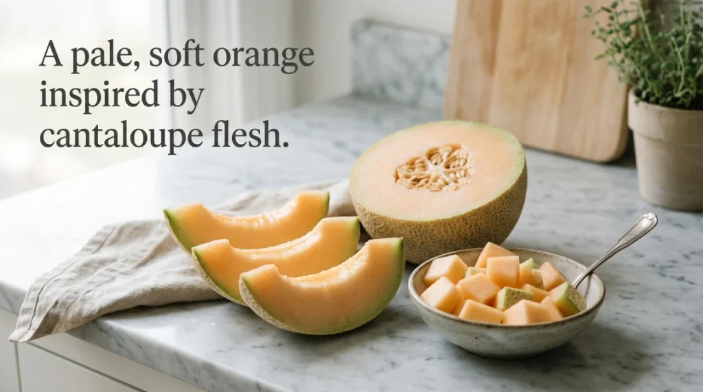A pale, soft orange inspired by cantaloupe flesh.