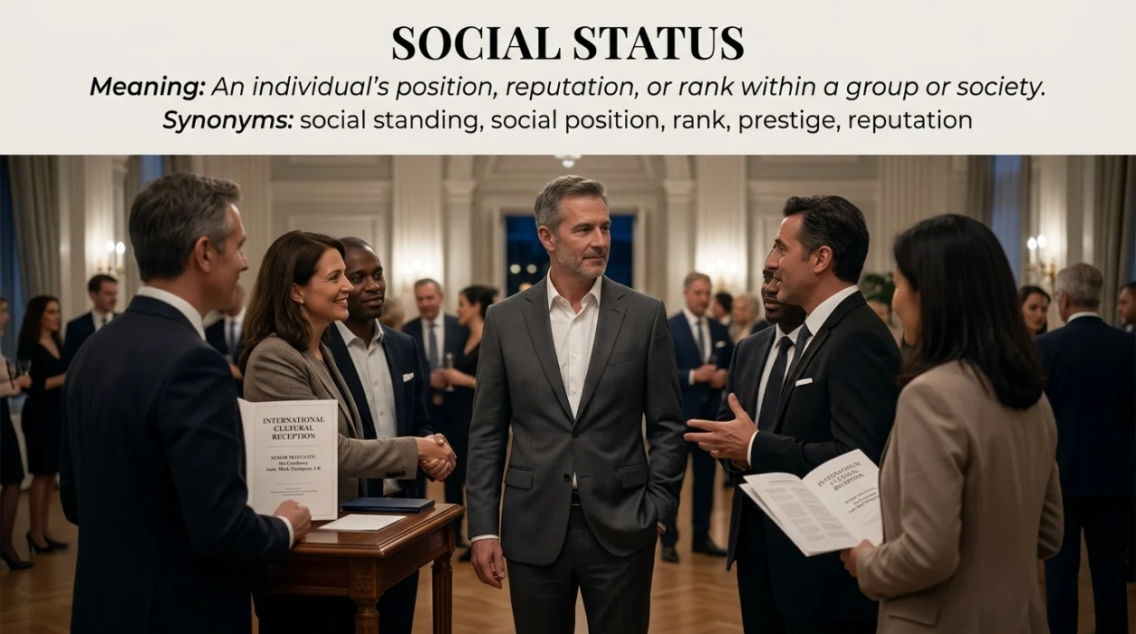 An individual's position, reputation, or rank within a group or society.