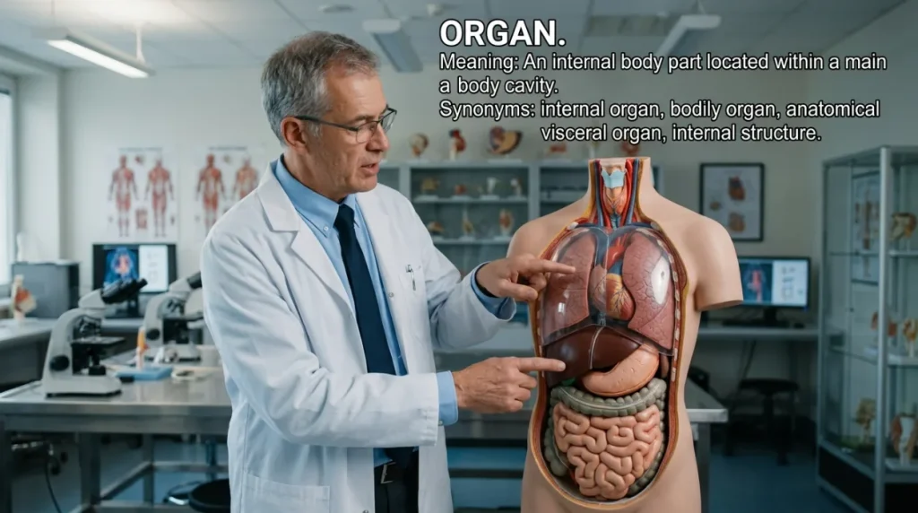 An internal bodily organ located within the main cavities of the body.