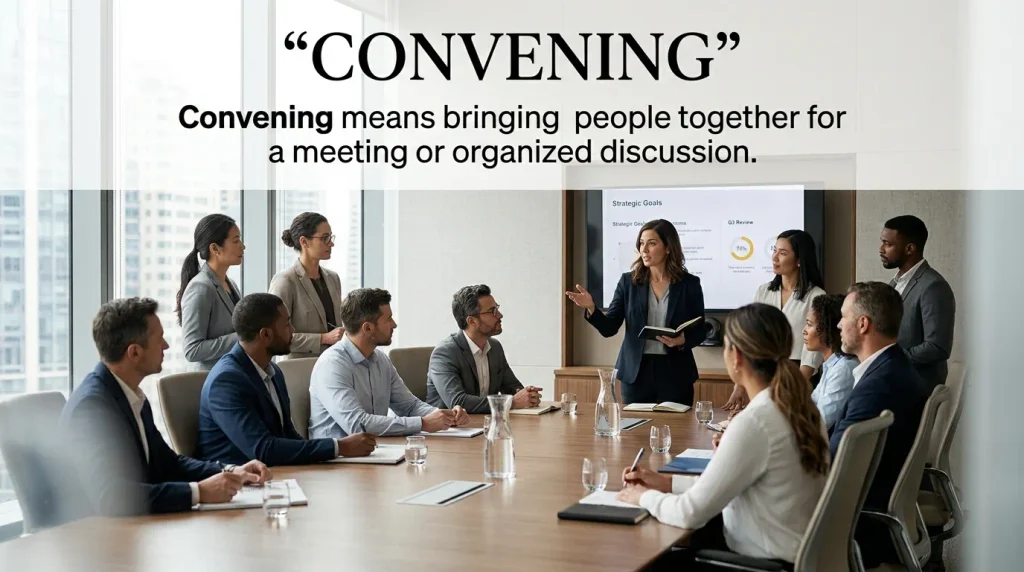 Convening people for an organized discussion as a synonym for orchestrating