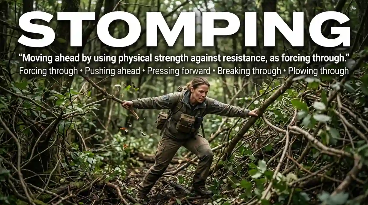  Forcing through means moving ahead by using physical strength against resistance.