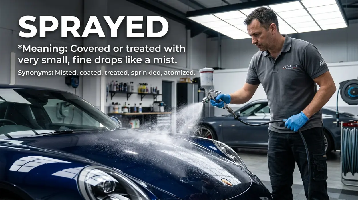 Misted means sprayed with very small, fine drops.