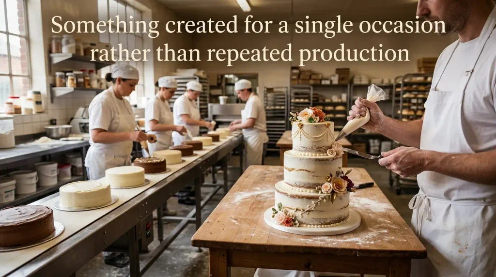 Something created for a single occasion rather than repeated production.