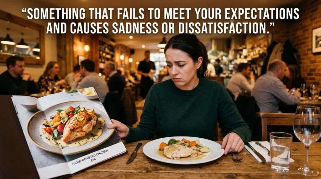 Something that fails to meet your expectations and causes sadness or dissatisfaction.