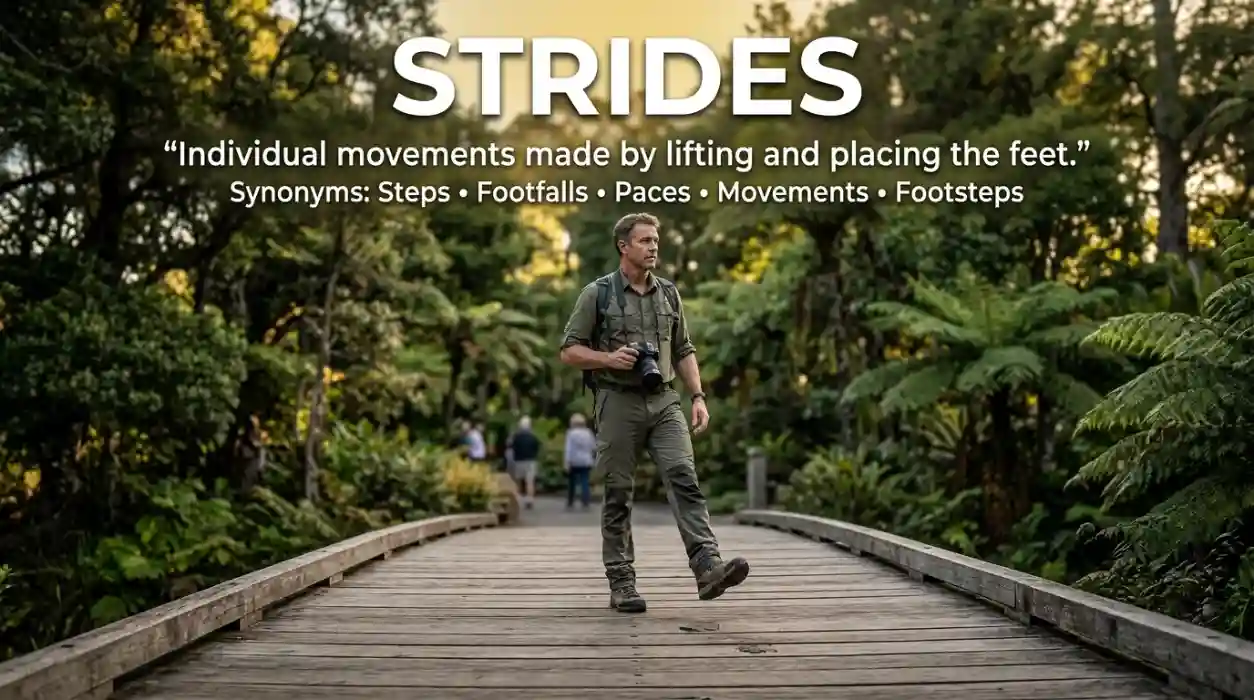 Strides describing individual movements made by lifting and placing the feet.