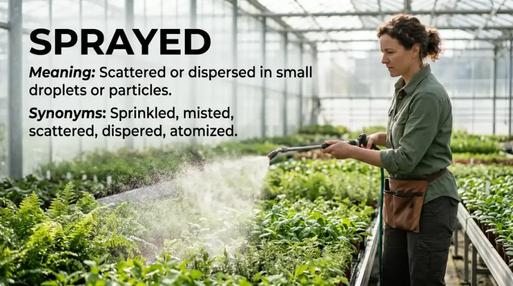 Synonyms for Sprayed