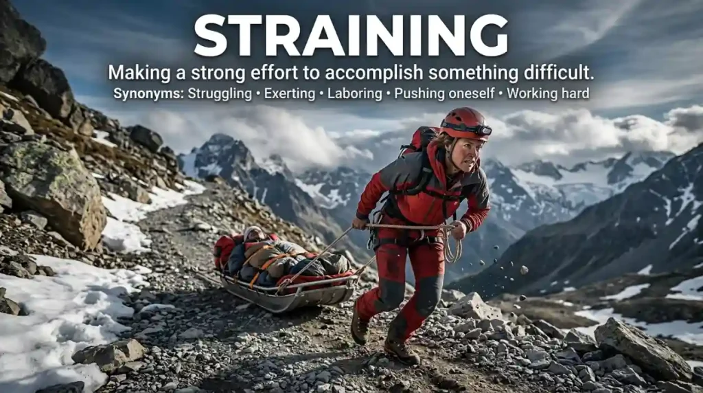 Synonyms for Straining