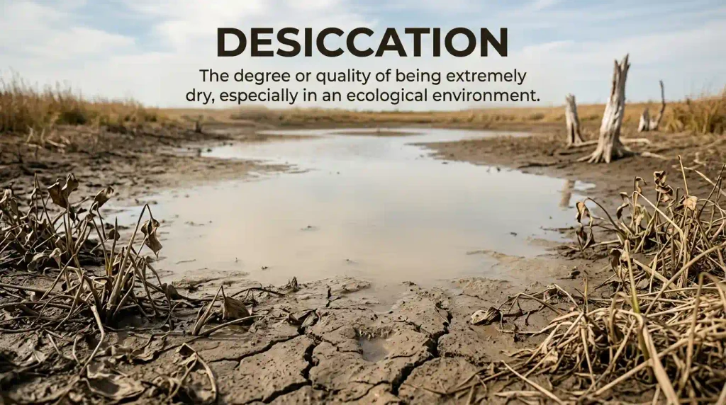 The degree or quality of being extremely dry, especially in an ecological environment.