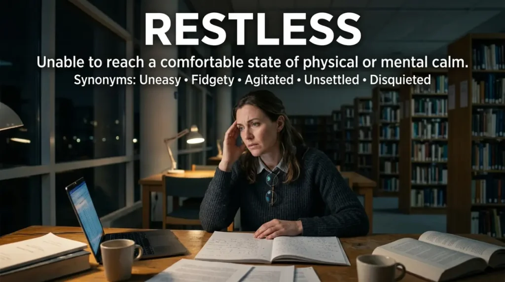Unable to enter a comfortable state of physical or mental calm.