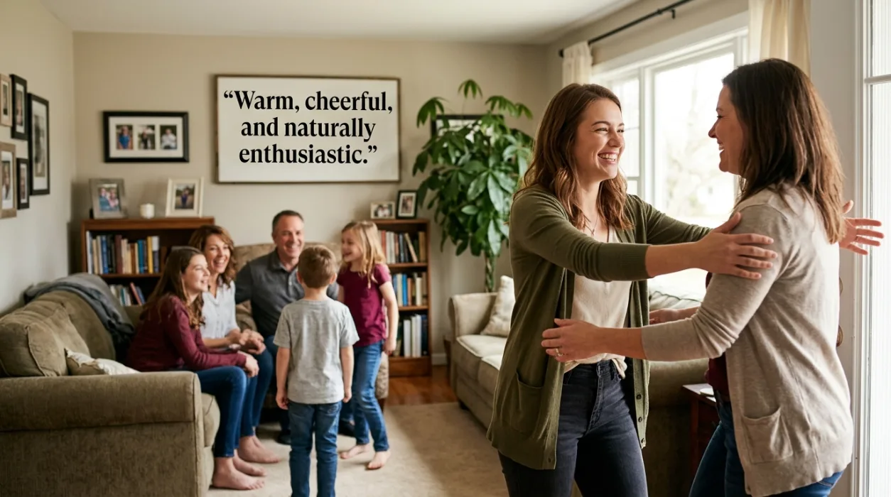 Warm, cheerful, and naturally enthusiastic.