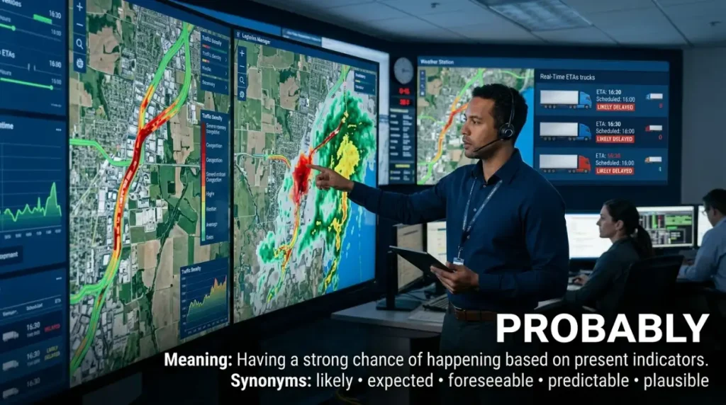 With a strong chance of occurring based on present indicators.
