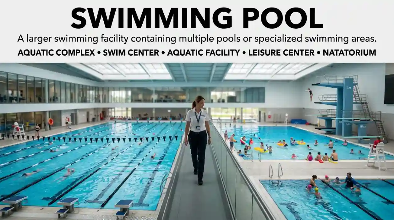 A larger swimming facility containing multiple pools or specialized swimming areas.