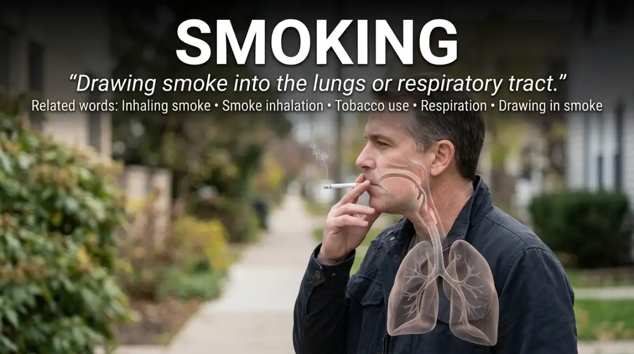 Drawing smoke into the lungs or respiratory tract.