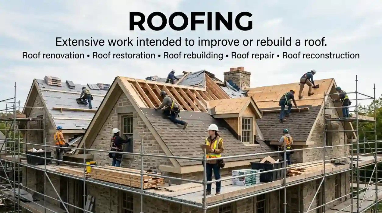 Extensive work intended to improve or rebuild a roof.