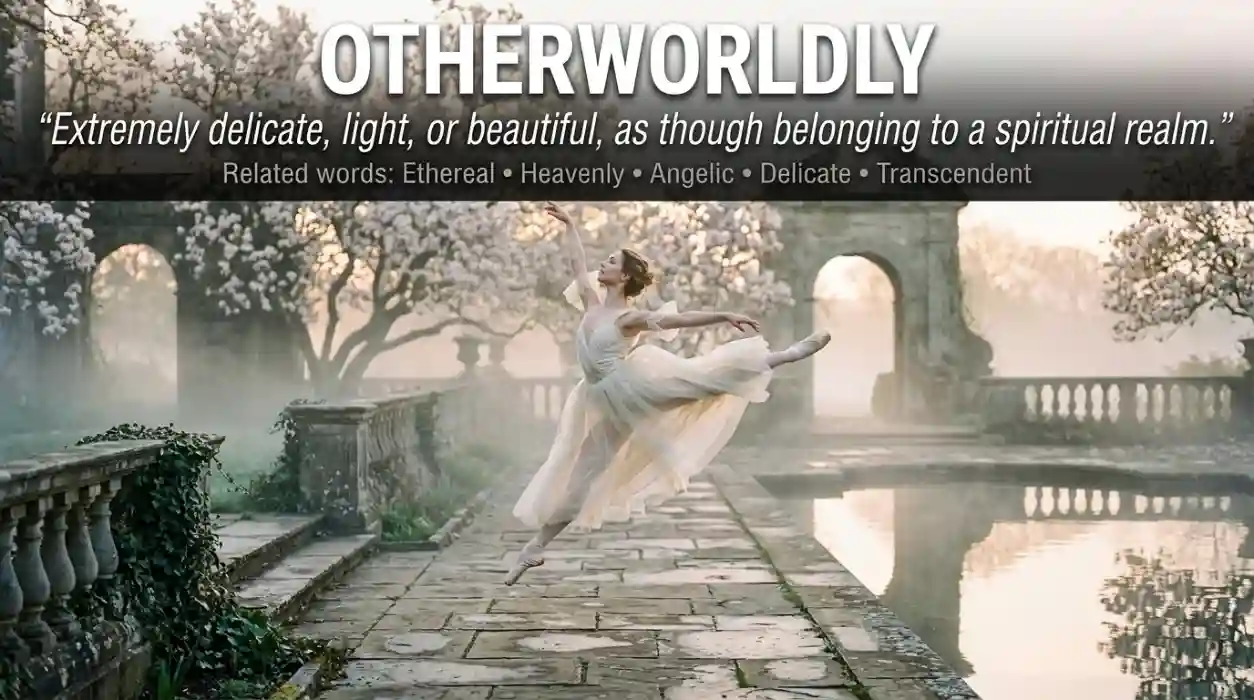 Extremely delicate, light, or beautiful, as though belonging to a spiritual realm.