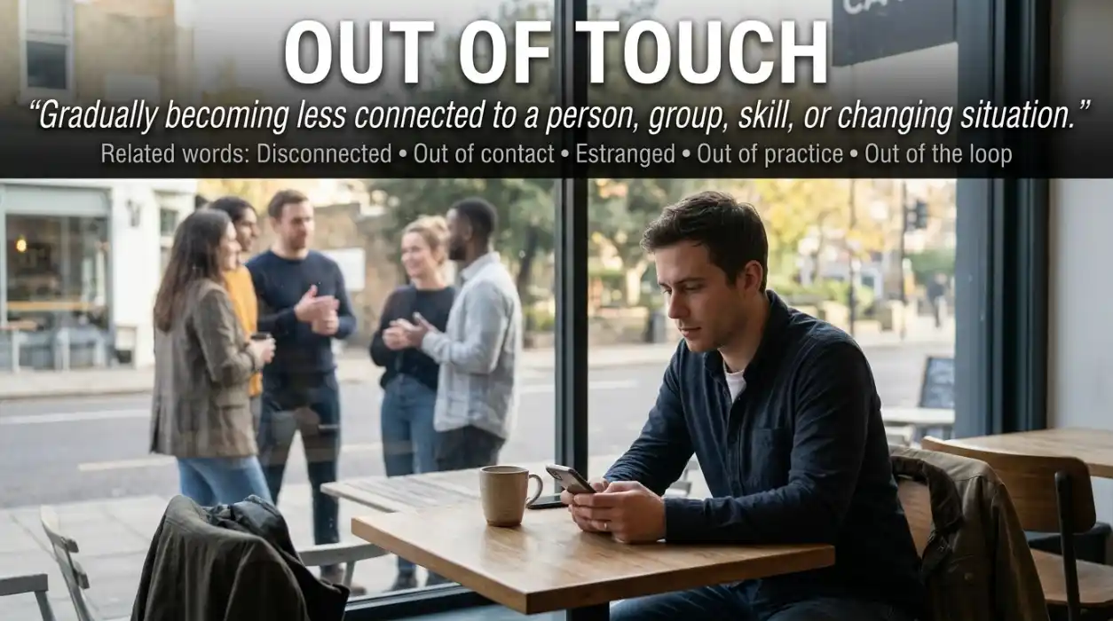 Gradually becoming less connected to a person, group, skill, or changing situation.