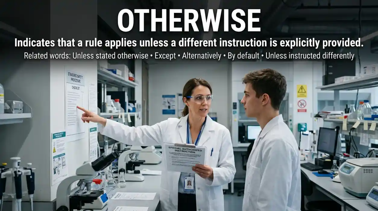 Indicates that a rule applies unless a different instruction is explicitly provided.