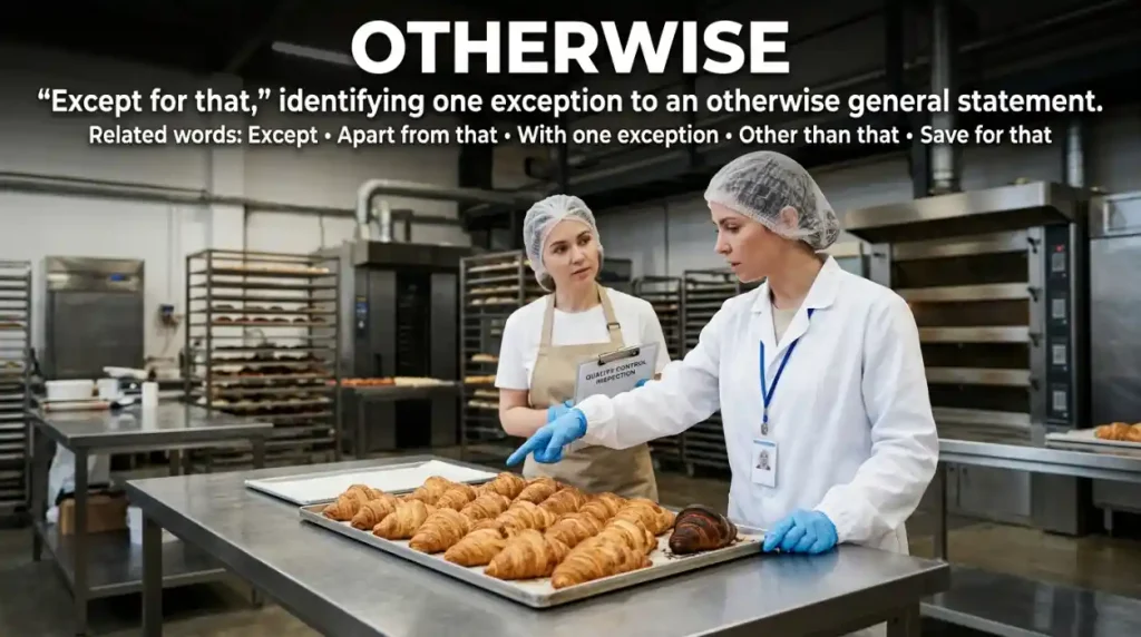 Means “except for that,” identifying one exception to an otherwise general statement.