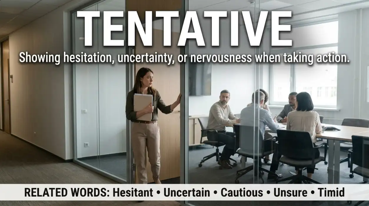 Showing fear or nervousness about taking action.