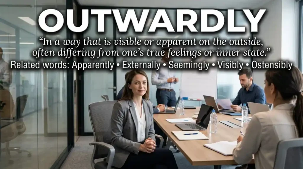 Synonym for Outwardly