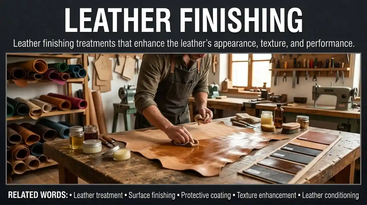 Yeh alt text natural aur grammatically correct hai:
> Alt text: Leather finishing treatments that enhance the leather’s appearance, texture, and performance.